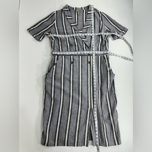 ASOS linen blend stripe tux midi dress black white size 16 - Picture 9 of 12